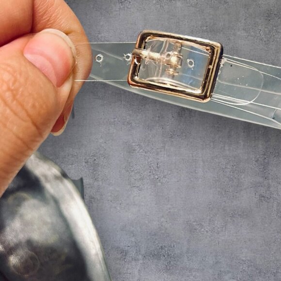 CHANEL Silver Leather Clear Strap Stud CC Plate Sandals - Picture 11 of 11